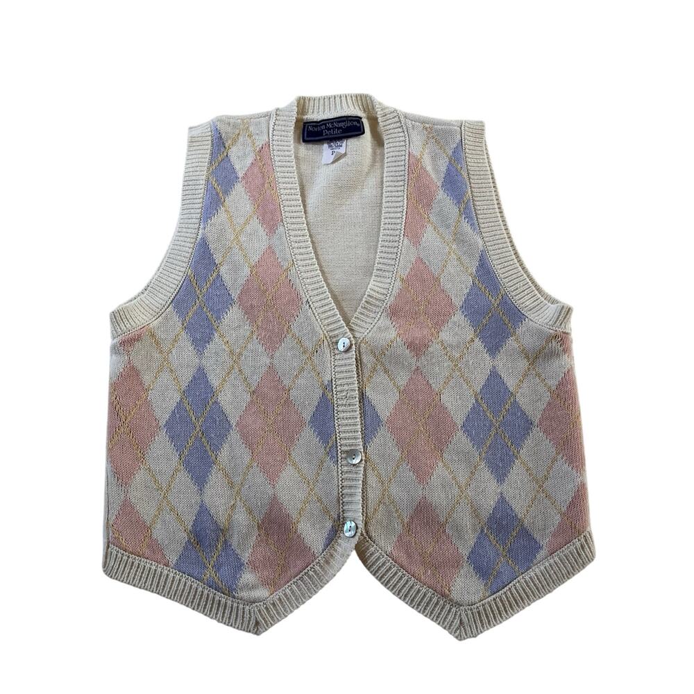Vtg Y2K 2000s White Sweater Vest Fairy Light Academia Cottagecore Grannycore